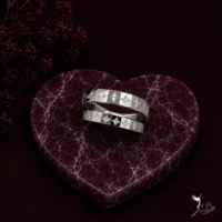 حلقه ست نقره تراشدار طرح ستاره چهارپر