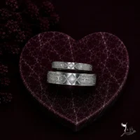 حلقه ست نقره تراشدار طرح لوزی