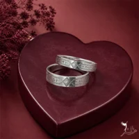 حلقه ست نقره تراشدار طرح لوزی