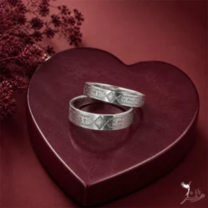 حلقه ست نقره تراشدار طرح لوزی