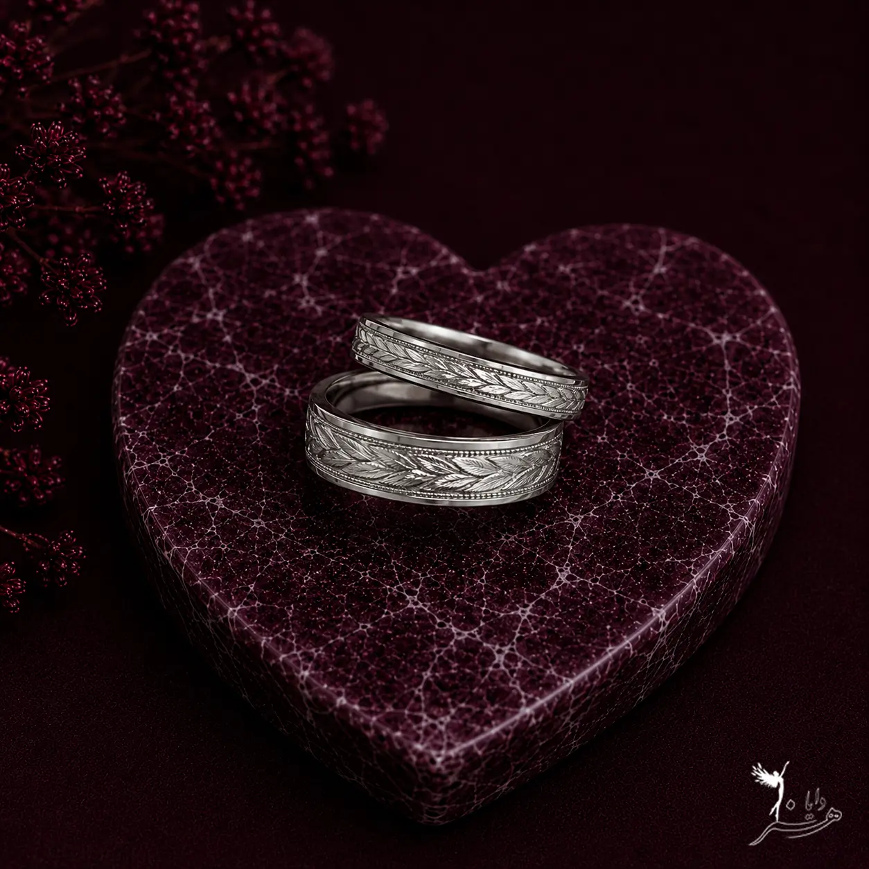 حلقه ست نقره تراشدار طرح گندمی