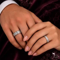 حلقه ست نقره تراشدار طرح گندمی