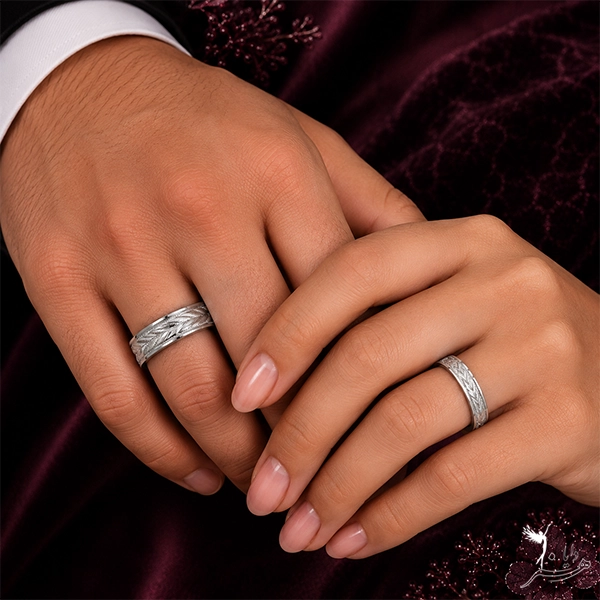 حلقه ست نقره تراشدار طرح گندمی