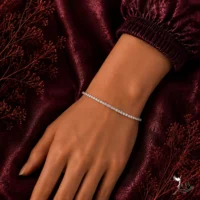دستبند نقره زنانه نگین دار طرح تنیسی