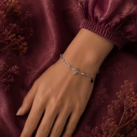 دستبند نقره زنانه چهار پروانه و گوی طرح ونکلیف