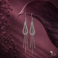 گوشواره نقره آویزی تنیسی طرح اشک