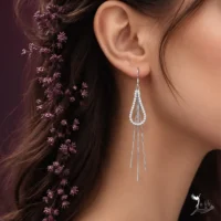 گوشواره نقره آویزی تنیسی طرح اشک