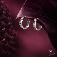 گوشواره نقره حلقه ای طرح آینه ای