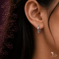 گوشواره نقره حلقه ای طرح آینه ای